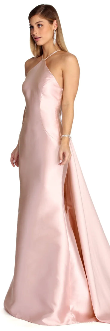 Jasmine Embellished Satin Mermaid Dress