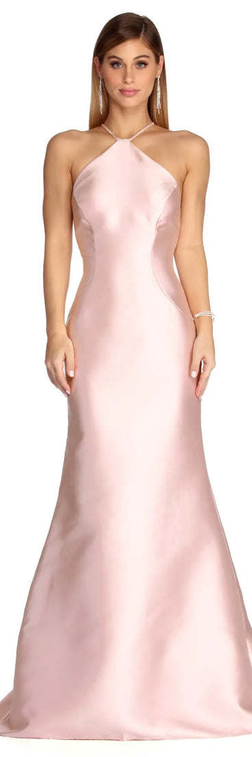 Jasmine Embellished Satin Mermaid Dress