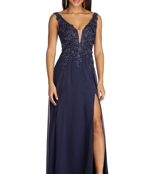 Amina Formal High Slit Chiffon Dress