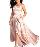 Aurelia Formal Satin Lattice Dress
