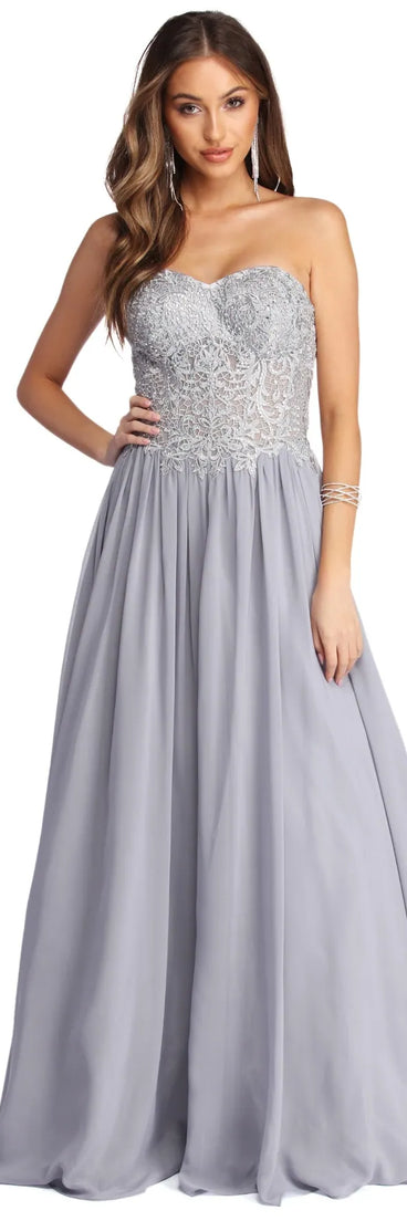 Payson Embroidered Chiffon Ball Gown