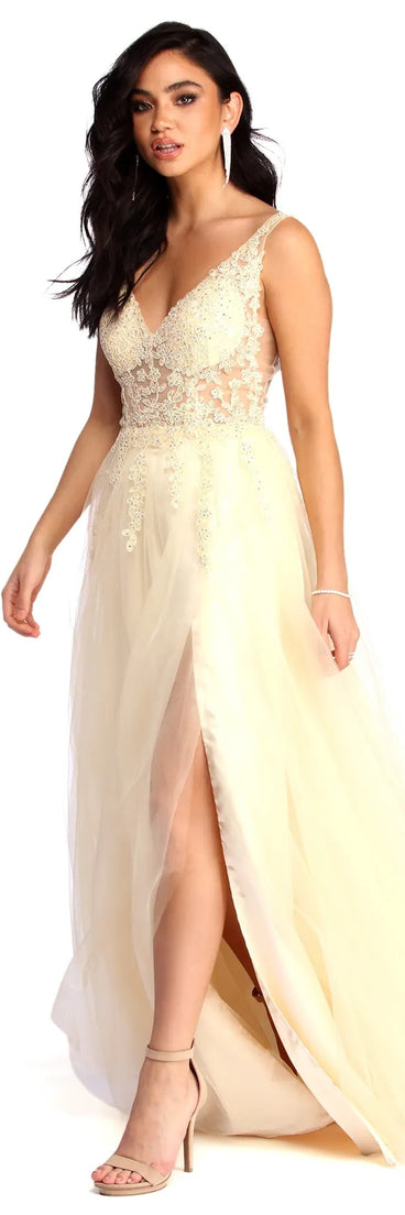 Alisha High Slit Ball Gown