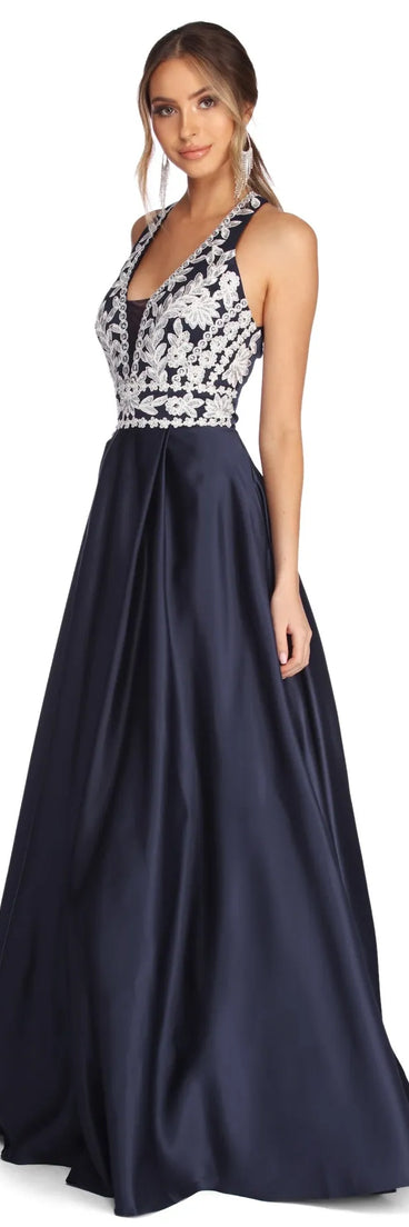 Maddie Formal Embellished Halter Ball Gown
