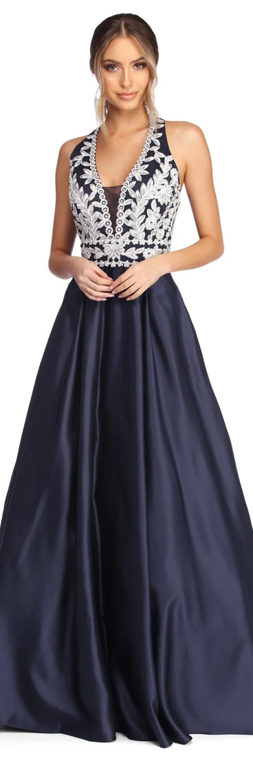 Maddie Formal Embellished Halter Ball Gown