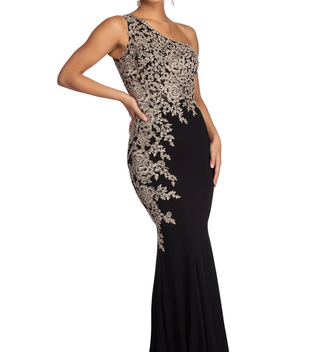 Mila Metallic One Shoulder Dress