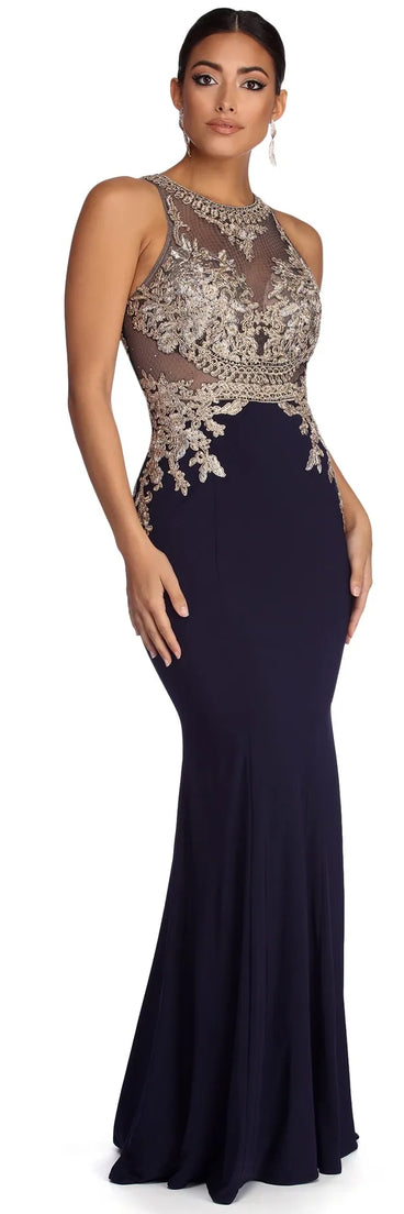 Annemarie Formal Sleeveless Metallic Dress