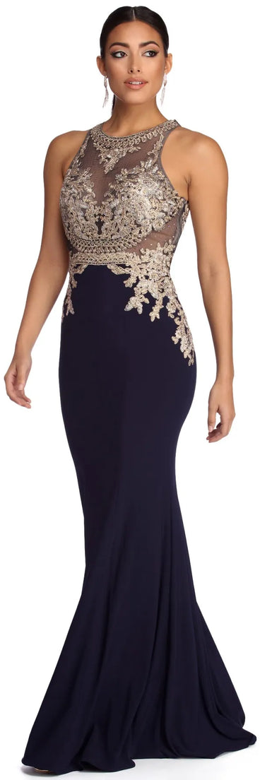 Annemarie Formal Sleeveless Metallic Dress