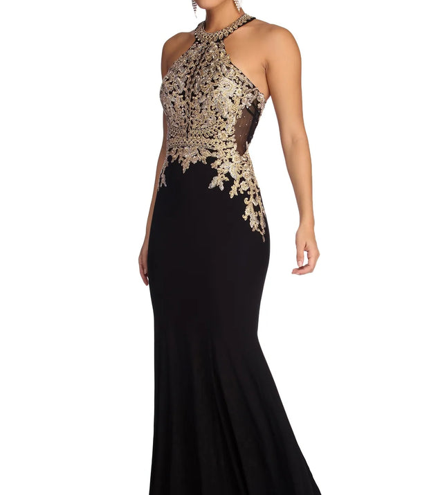 Dina Formal Metallic Open Back Dress