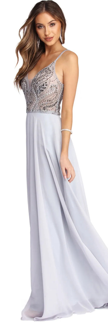 Riley Formal Beaded Chiffon Dress