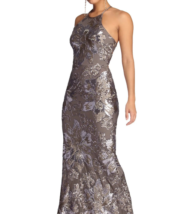 Aaliyah Formal Sequin Open Back Dress