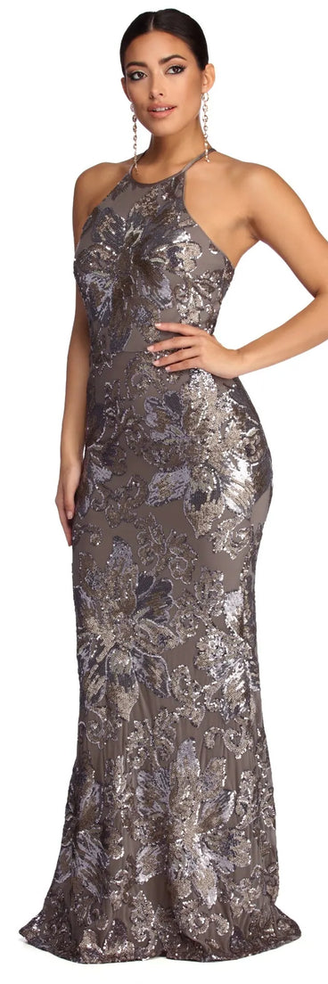 Aaliyah Formal Sequin Open Back Dress