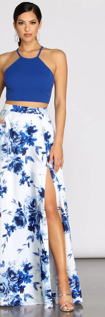 Alma Two Piece Satin & Crepe Dress