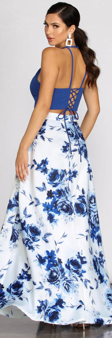 Alma Two Piece Satin & Crepe Dress