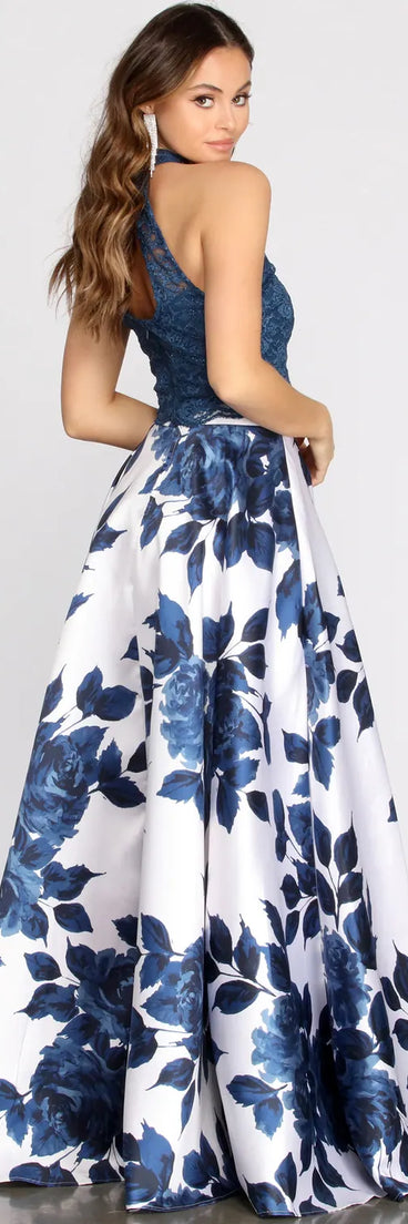 Delia Two Piece Glitter & Satin A-Line Dress