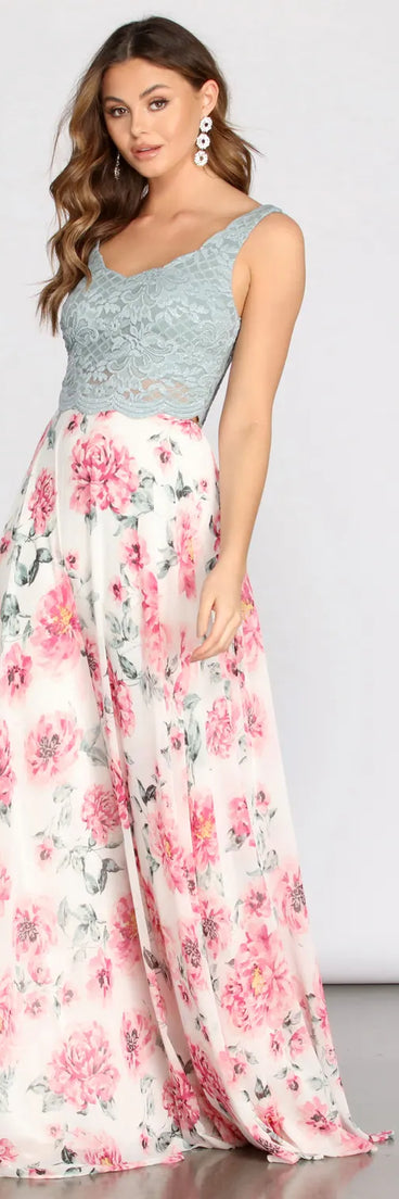 Kendra Two Piece Lace & Chiffon Dress