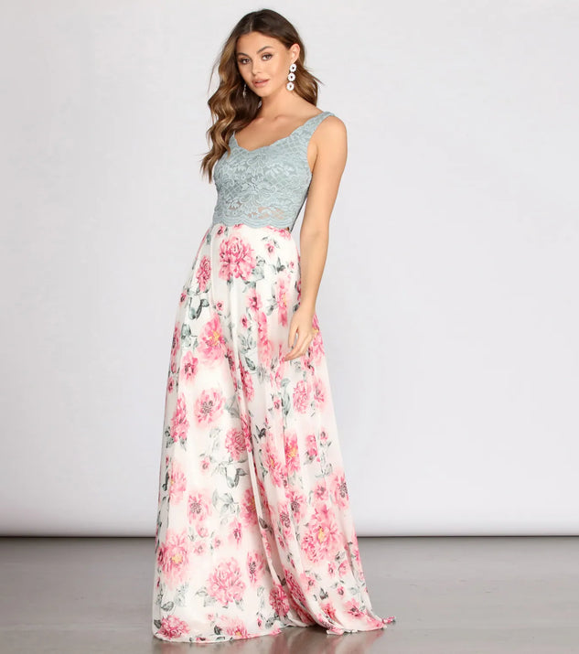 Kendra Two Piece Lace & Chiffon Dress