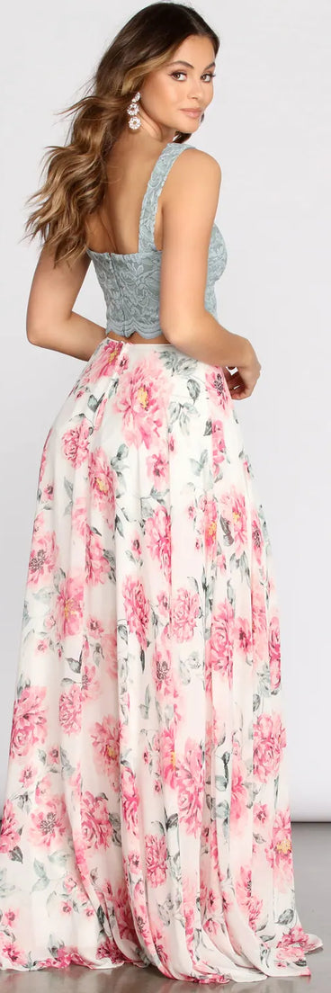 Kendra Two Piece Lace & Chiffon Dress