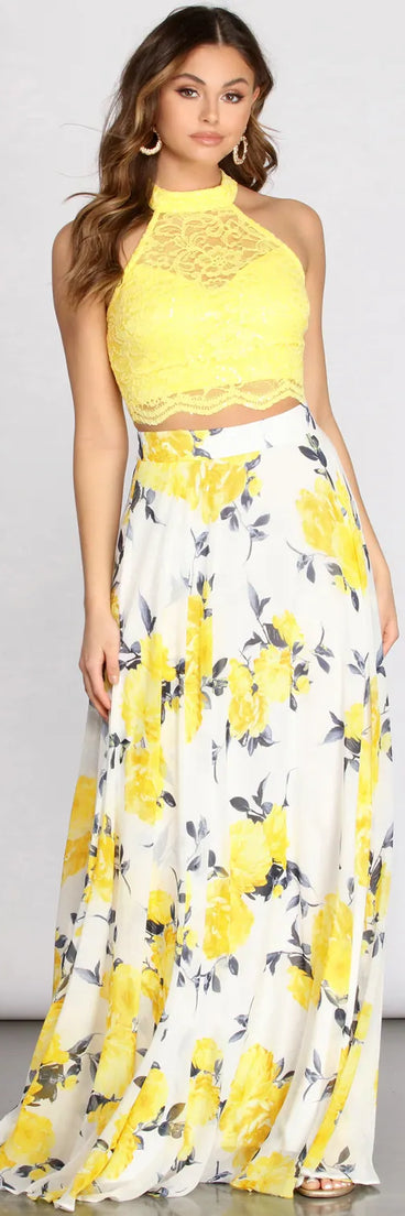 Katia Two Piece Lace & Chiffon Dress