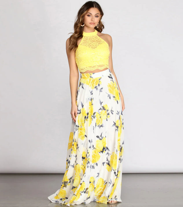 Katia Two Piece Lace & Chiffon Dress