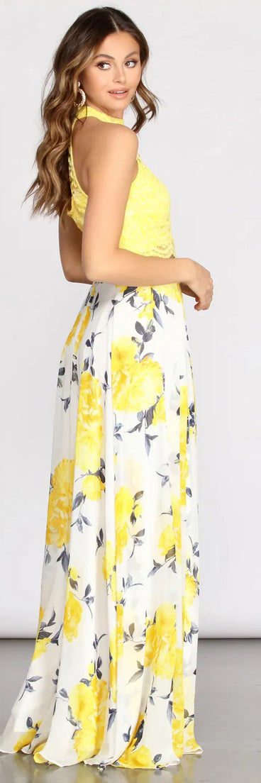 Katia Two Piece Lace & Chiffon Dress