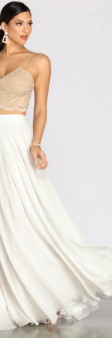 Magnolia Two Piece Scallop Lace Glitter A-Line Dress