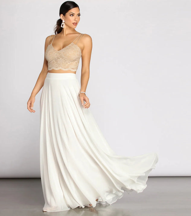 Magnolia Two Piece Scallop Lace Glitter A-Line Dress