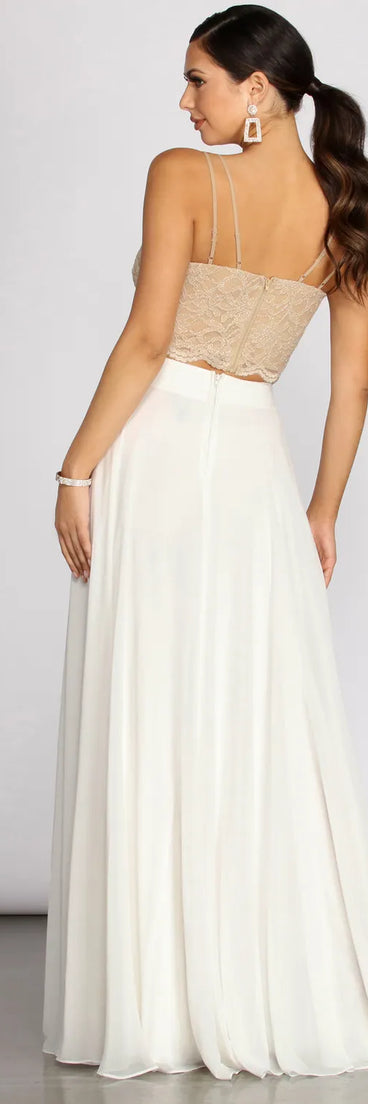 Magnolia Two Piece Scallop Lace Glitter A-Line Dress