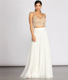 Magnolia Two Piece Scallop Lace Glitter A-Line Dress