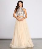 Via Two Piece High Neck Tulle Dress