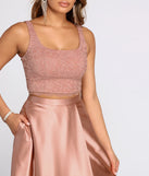 Eriko Glitter Lace Two Piece Satin Dress