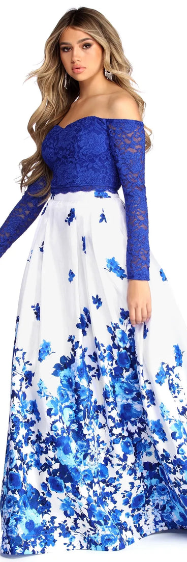 Aline Formal Floral Two Piece Dress