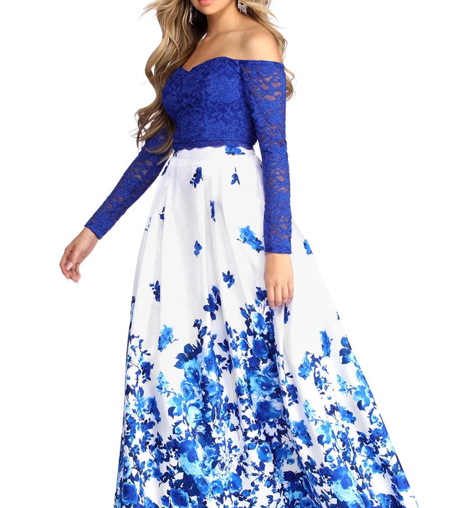 Aline Formal Floral Two Piece Dress
