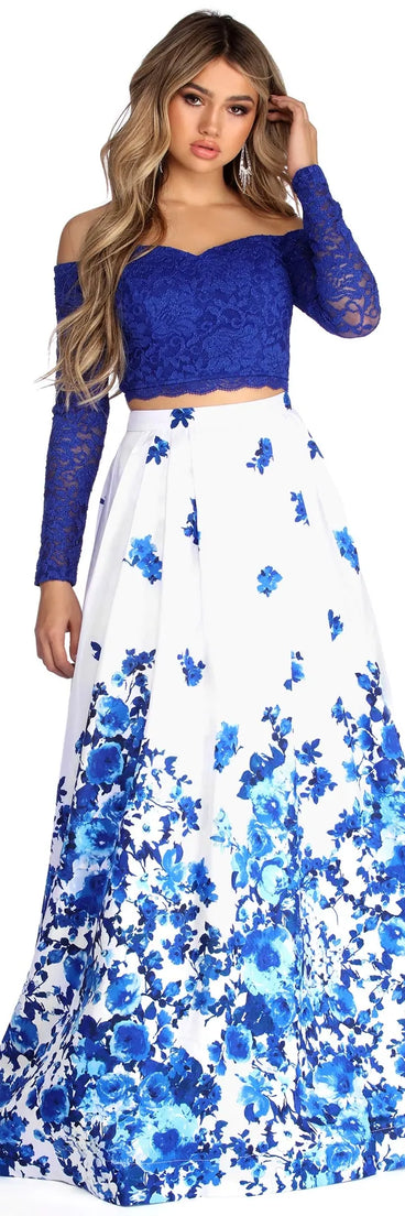 Aline Formal Floral Two Piece Dress