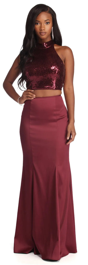 Ophelia Formal Sequin Two Piece Dress