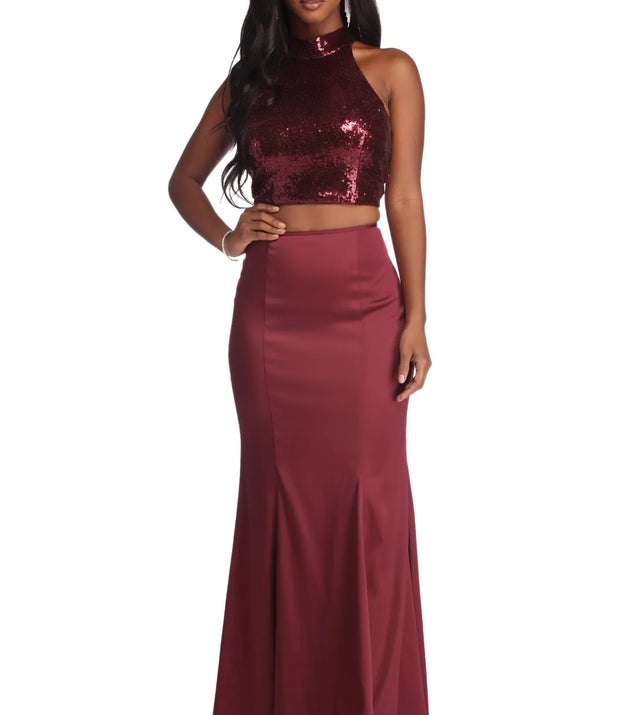 Ophelia Formal Sequin Two Piece Dress