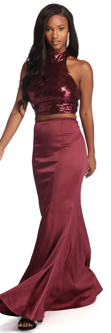 Ophelia Formal Sequin Two Piece Dress