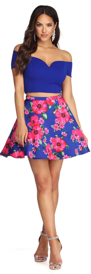 Liz Formal Floral Two Piece Dress