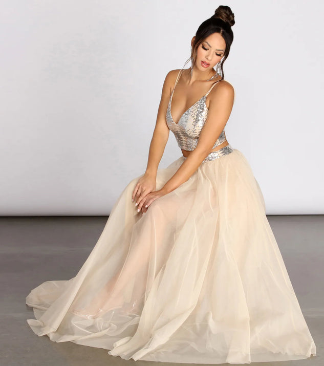 Artemis Sequin Crop Two Piece Tulle Dress