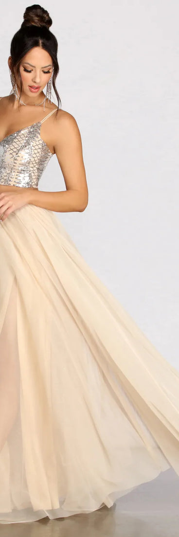 Artemis Sequin Crop Two Piece Tulle Dress