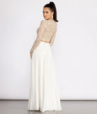 Baylee Scallop Glitter Lace Two Piece Chiffon Dress