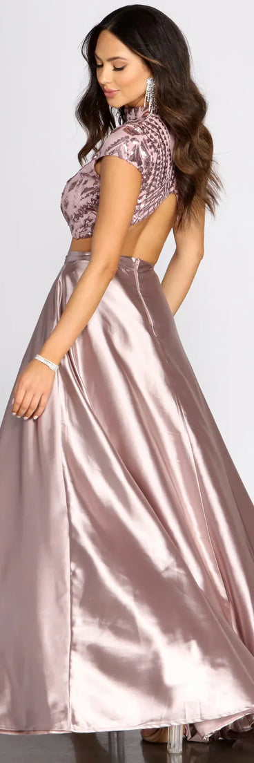 Persephone Formal Satin And Sequin Two-Piece Dress