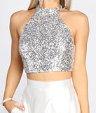 Atara Iridescent Sequin Two Piece Satin Dress