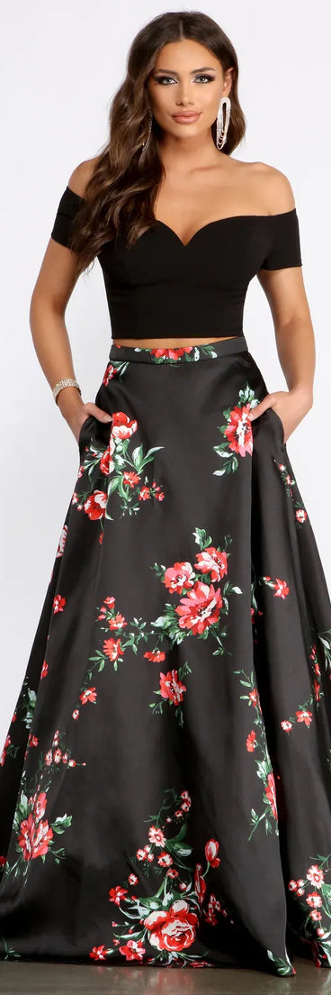 Jeanette Crepe Two Piece Floral Dress