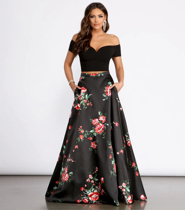 Jeanette Crepe Two Piece Floral Dress