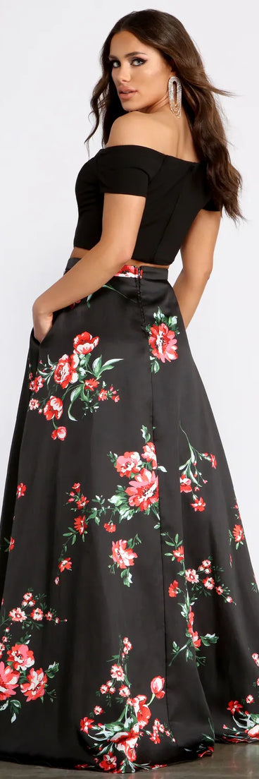 Jeanette Crepe Two Piece Floral Dress