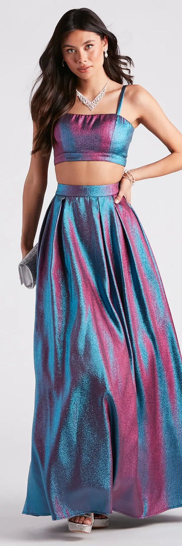 Bonnie Formal Metallic Two-Piece A-Line Dress
