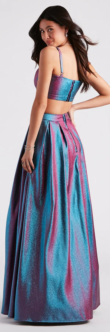 Bonnie Formal Metallic Two-Piece A-Line Dress