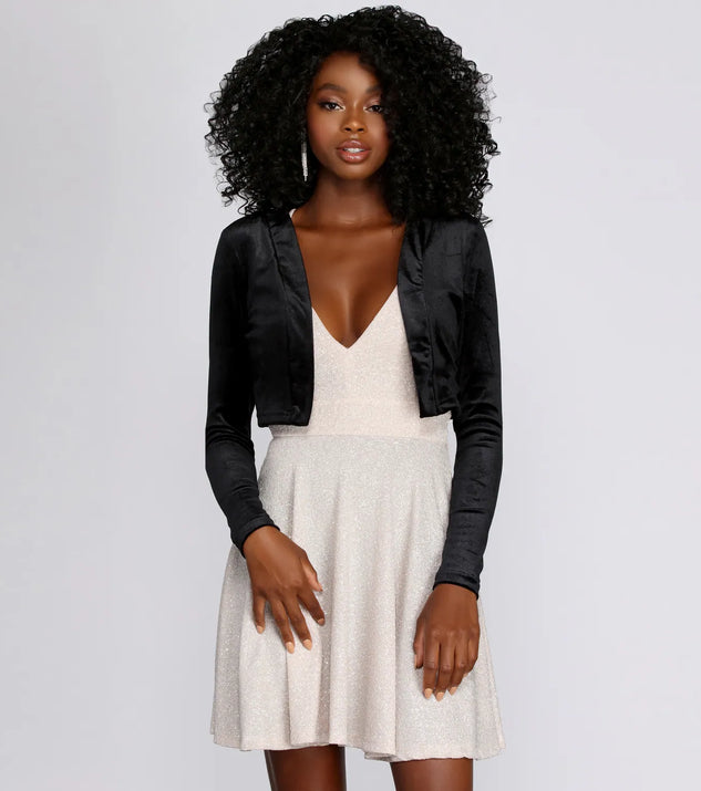 Velvet Crop Bolero Cover Jacket