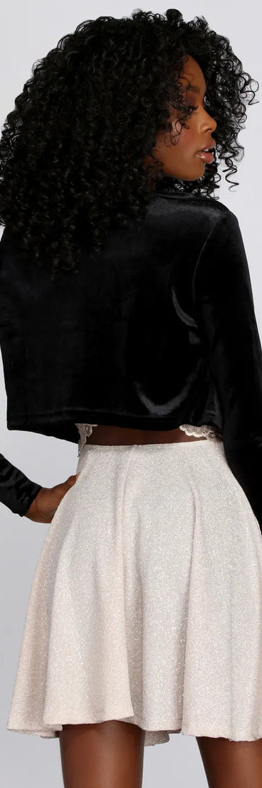 Velvet Crop Bolero Cover Jacket