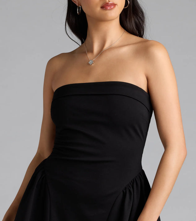Soiree Ready Strapless Crepe Skater Mini Dress Windsor